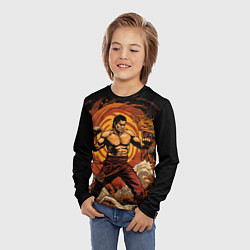 Лонгслив детский Муай тай боец в стойке, цвет: 3D-принт — фото 2