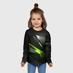 Лонгслив детский Зеленая абстрактная конструкция в стиле nvidia, цвет: 3D-принт — фото 2