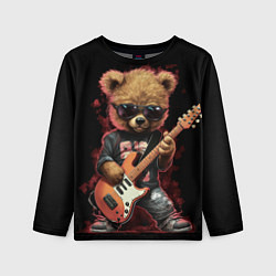 Лонгслив детский Плюшевый медведь музыкант с гитарой, цвет: 3D-принт