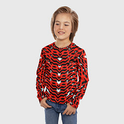 Лонгслив детский Агрессивный красныйй паттерн, цвет: 3D-принт — фото 2