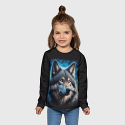Лонгслив детский Красивый портрет волка, цвет: 3D-принт — фото 2