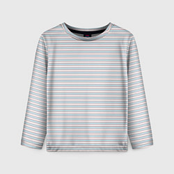 Детский лонгслив Белый в серо-голубую полоску