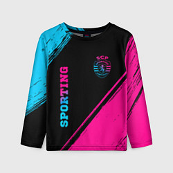 Лонгслив детский Sporting - neon gradient вертикально, цвет: 3D-принт