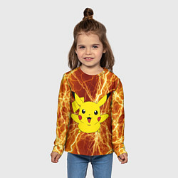 Лонгслив детский Pikachu yellow lightning, цвет: 3D-принт — фото 2