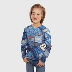 Лонгслив детский Vanguard jeans patchwork - ai art, цвет: 3D-принт — фото 2