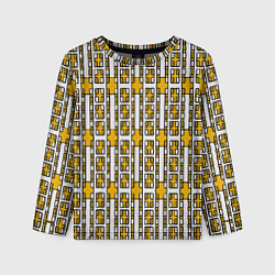 Лонгслив детский Жёлтые и белые кирпичики на белом фоне, цвет: 3D-принт