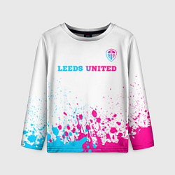 Лонгслив детский Leeds United neon gradient style посередине, цвет: 3D-принт