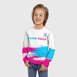 Лонгслив детский Aston Villa neon gradient style посередине, цвет: 3D-принт — фото 2