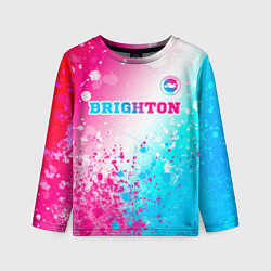 Лонгслив детский Brighton neon gradient style посередине, цвет: 3D-принт