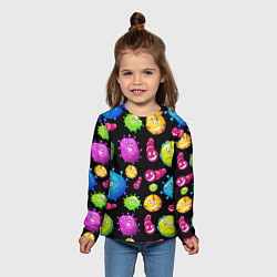 Лонгслив детский Смешные бактерии паттерн, цвет: 3D-принт — фото 2