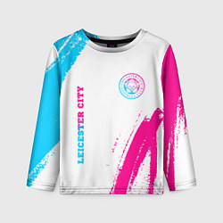 Детский лонгслив Leicester City neon gradient style вертикально