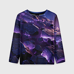 Лонгслив детский Фиолетовые неоновые камни со светом, цвет: 3D-принт