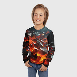 Лонгслив детский Взрыв камней в красном неоне, цвет: 3D-принт — фото 2