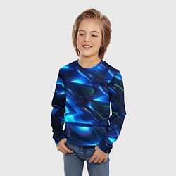 Лонгслив детский Синие абстрактные неоновые плиты, цвет: 3D-принт — фото 2