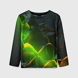 Лонгслив детский Зеленая абстрактная неоновая текстура, цвет: 3D-принт