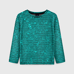 Детский лонгслив Гипнотический круг чёрно-голубой