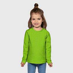Лонгслив детский Ярко-зелёный в маленькие чёрные полоски, цвет: 3D-принт — фото 2