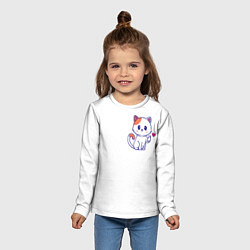 Лонгслив детский Милый кот посылает любовь, цвет: 3D-принт — фото 2