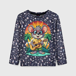 Лонгслив детский Грызун играет на гитаре жарким летом, цвет: 3D-принт