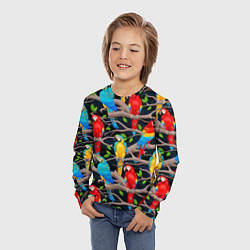Лонгслив детский Попугай какаду узор, цвет: 3D-принт — фото 2