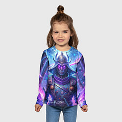 Лонгслив детский Самурай ледяной фэнтезийный синий стиль - вьюга, цвет: 3D-принт — фото 2