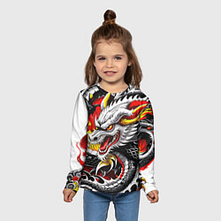 Лонгслив детский Огнедышащий дракон в японском стиле, цвет: 3D-принт — фото 2