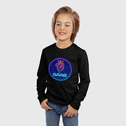 Лонгслив детский Saab logo neon, цвет: 3D-принт — фото 2