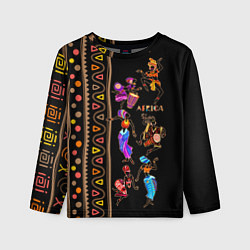 Детский лонгслив Африканские танцы - этнический орнамент