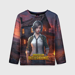 Лонгслив детский PUBG девушка в игре, цвет: 3D-принт