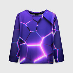 Лонгслив детский Фиолетовые плиты с розовым свечением, цвет: 3D-принт
