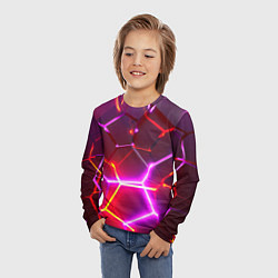 Лонгслив детский Красные плиты с фиолетовым свечением, цвет: 3D-принт — фото 2