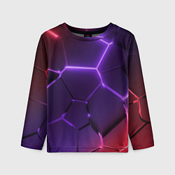 Лонгслив детский Красно-фиолетовые неоновые плиты в разломе, цвет: 3D-принт