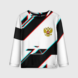 Лонгслив детский Россия спортивная геометрия глитч, цвет: 3D-принт