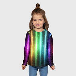 Лонгслив детский Светящиеся яркие неоновые полосы в космосе, цвет: 3D-принт — фото 2