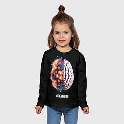 Лонгслив детский Открой разум: мозг с цветами - Open mind, цвет: 3D-принт — фото 2