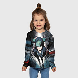 Лонгслив детский Девчонка с красными глазами, цвет: 3D-принт — фото 2