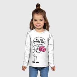 Лонгслив детский Мем с человечком - выпал мозг, цвет: 3D-принт — фото 2