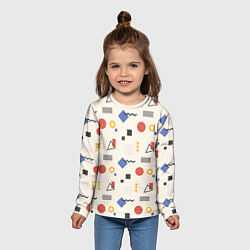 Лонгслив детский Мемфис геометрия на светлом, цвет: 3D-принт — фото 2