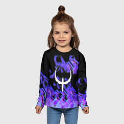 Лонгслив детский Квейк неоновый огонь, цвет: 3D-принт — фото 2