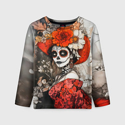 Лонгслив детский Катрина в красном, цвет: 3D-принт