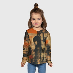 Лонгслив детский Девушка на газете, цвет: 3D-принт — фото 2