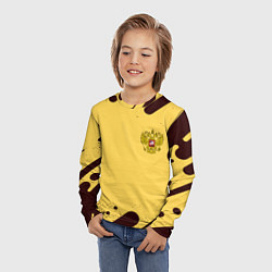 Лонгслив детский Герб РФ текстура ретро, цвет: 3D-принт — фото 2