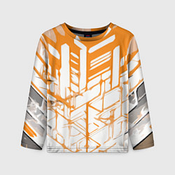 Детский лонгслив Агрессивные оранжевые полосы на белом фоне