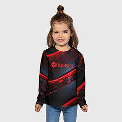 Лонгслив детский Deadlock logo красные соты и неон, цвет: 3D-принт — фото 2
