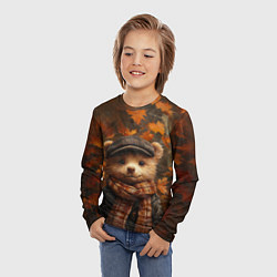 Лонгслив детский Медвежонок в кепке и шарфе, цвет: 3D-принт — фото 2