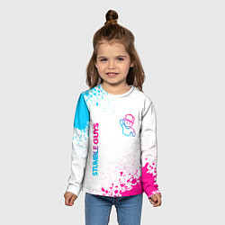 Лонгслив детский Stumble Guys neon gradient style вертикально, цвет: 3D-принт — фото 2