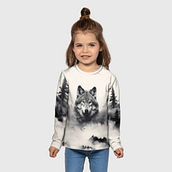 Лонгслив детский Голова серого волка, цвет: 3D-принт — фото 2