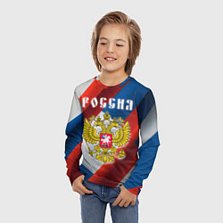 Лонгслив детский Цвета флага России, паттерн, цвет: 3D-принт — фото 2