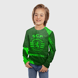 Лонгслив детский Sporting - green gradient, цвет: 3D-принт — фото 2