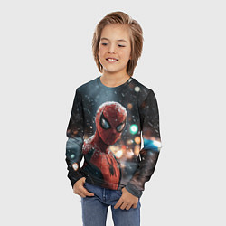 Лонгслив детский Spider man на фоне снегопада, цвет: 3D-принт — фото 2